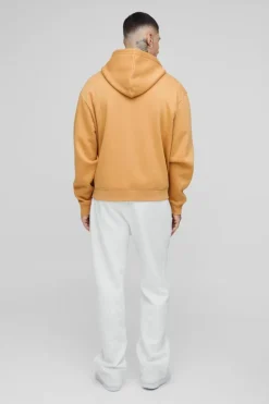 Cheap boohooMAN Tall Oversized Heavyweight Boxy Zip Thru Carpenter Hoodie taupe