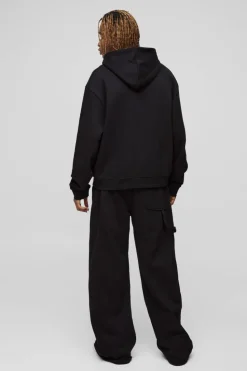 Cheap boohooMAN Tall Oversized Heavyweight Carpenter Wide Leg Tracksuit black