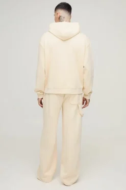 Cheap boohooMAN Tall Oversized Heavyweight Carpenter Wide Leg Tracksuit stone