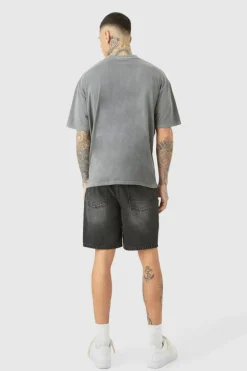 Fashion boohooMAN Tall Oversized Homme Cross T-shirt In grey