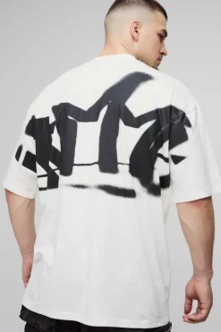 Flash Sale boohooMAN Tall Oversized Homme Graffiti Print Large Scale T-Shirt white