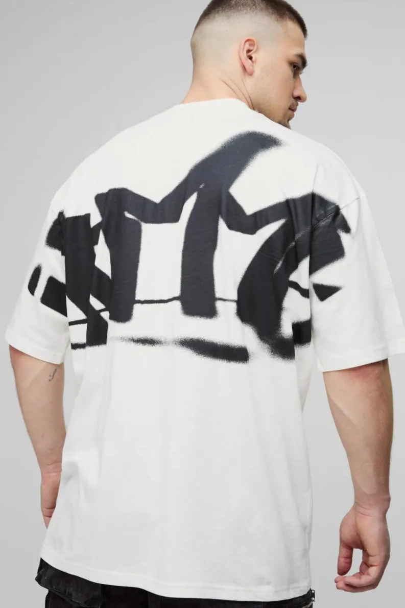 Flash Sale boohooMAN Tall Oversized Homme Graffiti Print Large Scale T-Shirt white