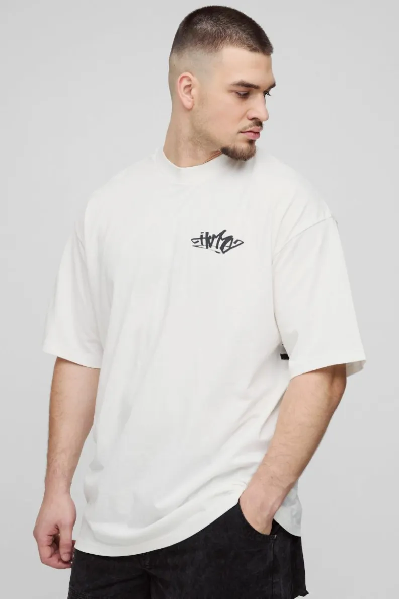 Flash Sale boohooMAN Tall Oversized Homme Graffiti Print Large Scale T-Shirt white