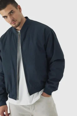 New boohooMAN Tall Oversized Padded Twill Applique Bomber petrol