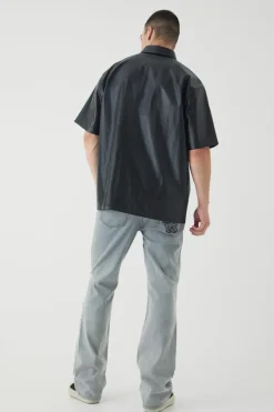 Cheap boohooMAN Tall Oversized Rugby Polo Shirt black