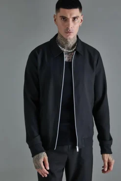 Clearance boohooMAN Tall Oversized Smart Bomber Jacket black