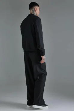 Clearance boohooMAN Tall Oversized Smart Bomber Jacket black