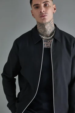 Clearance boohooMAN Tall Oversized Smart Bomber Jacket black