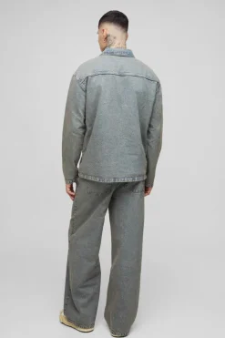 Clearance boohooMAN Tall Pleated Baggy Jeans antique wash