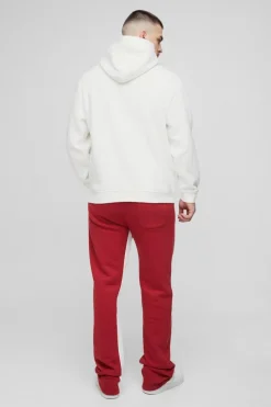 Hot boohooMAN Tall Puff Print Slim Flare Stacked Gusset Jogger red