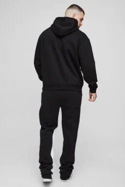 Outlet boohooMAN Tall Puff Print Slim Flare Stacked Gusset Jogger black