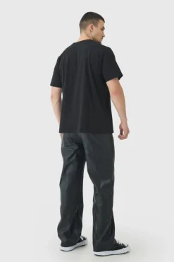 Flash Sale boohooMAN Tall PU Relaxed Fit Trousers black