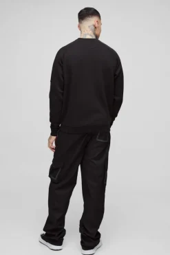 Flash Sale boohooMAN Tall Raglan Jersey Sweater black