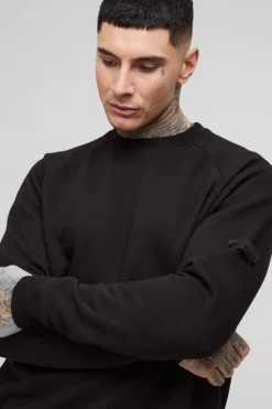 Flash Sale boohooMAN Tall Raglan Jersey Sweater black