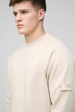 Cheap boohooMAN Tall Raglan Sweater stone