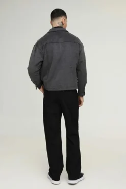 New boohooMAN Tall Relaxed Fit Belted Trousers in black