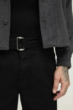 New boohooMAN Tall Relaxed Fit Belted Trousers in black