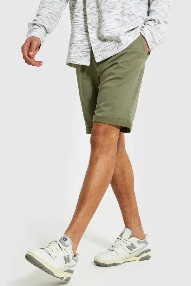 Cheap boohooMAN Tall Relaxed Fit Chino Shorts khaki