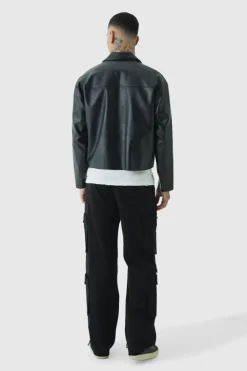 Online boohooMAN Tall Relaxed Fit Distressed Cargo Trousers black