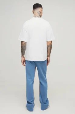 Outlet boohooMAN Tall Relaxed Man Paint Splatter Flare Jogger slate blue