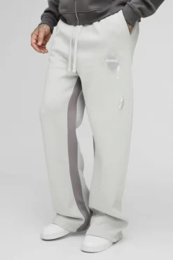 Best boohooMAN Tall Relaxed Man Paint Splatter Flare Jogger grey