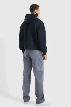 Hot boohooMAN Tall Relaxed Overdye Carpenter Trouser charcoal