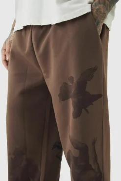 Discount boohooMAN Tall Relaxed Renaissance Print Joggers brown
