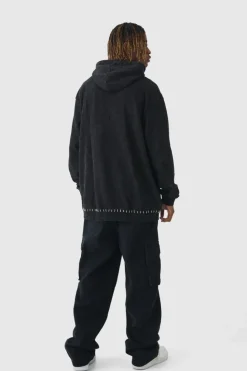 Cheap boohooMAN Tall Relaxed Rigid Cargo Jeans true black