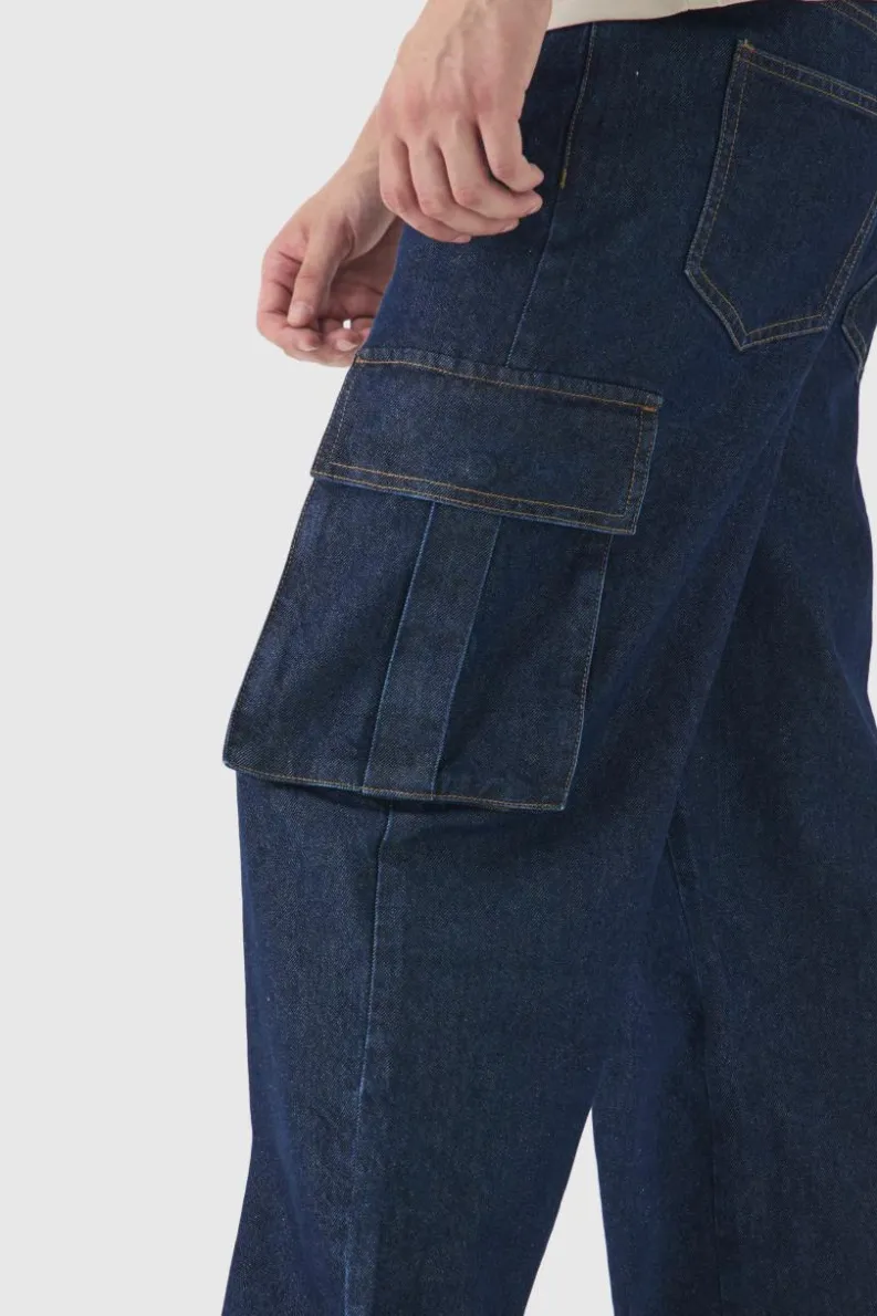 Flash Sale boohooMAN Tall Relaxed Rigid Cargo Jeans indigo