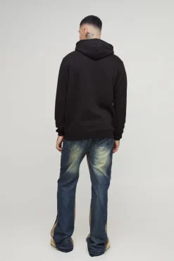 Discount boohooMAN Tall Relaxed Rigid Flare Knee Rip Jeans antique wash