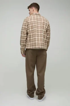 Hot boohooMAN Tall Relaxed Satin Applique WRLDWD Jogger brown