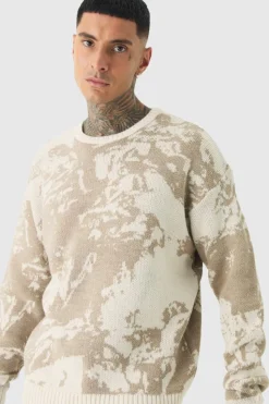 Clearance boohooMAN Tall Renaissance Oversized Knitted Sweat stone