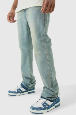 Flash Sale boohooMAN Tall Rigid Flare Jeans antique blue