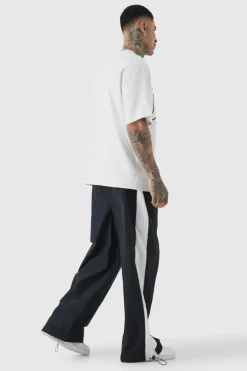Cheap boohooMAN Tall Side Panel Track Pants in black