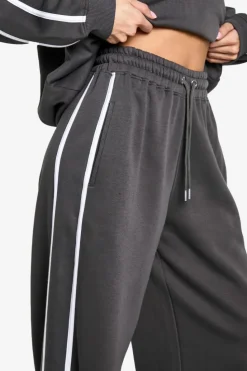 Best boohoo Tall Side Stripe Wide Leg Joggers charcoal