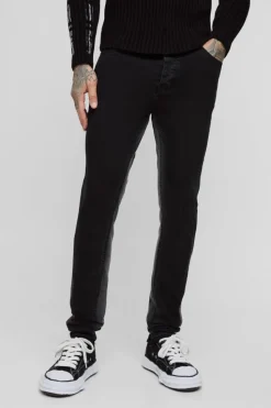 Best boohooMAN Tall Skinny Fit Contrast Gusset Trousers washed black
