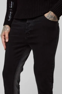Best boohooMAN Tall Skinny Fit Contrast Gusset Trousers washed black