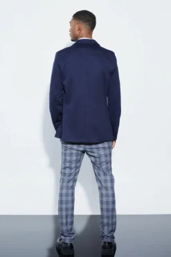 Outlet boohooMAN Tall Skinny Fit Single Breasted Jersey Blazer navy