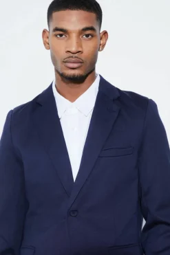 Outlet boohooMAN Tall Skinny Fit Single Breasted Jersey Blazer navy