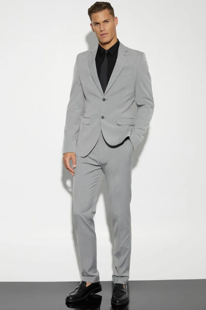 Best Sale boohooMAN Tall Skinny Single Breasted Suit Jacket grey