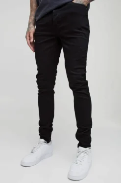 Online boohooMAN Tall Skinny Stretch Jeans true black