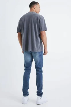 Cheap boohooMAN Tall Skinny Stretch Jeans vintage blue