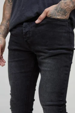 Store boohooMAN Tall Skinny Stretch Jeans washed black
