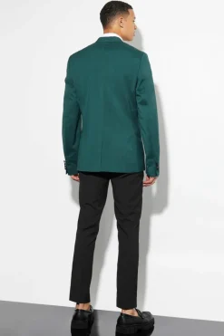 Discount boohooMAN Tall Skinny Tuxedo Single Breasted Suit Jacket forest