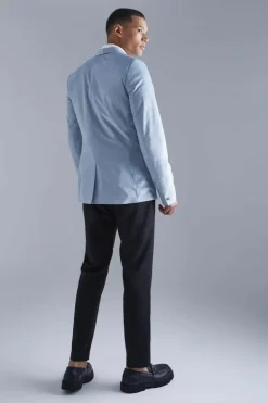 Outlet boohooMAN Tall Skinny Velour Blazer grey