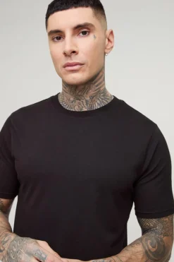 New boohooMAN Tall Slim Fit Basic T-Shirt black