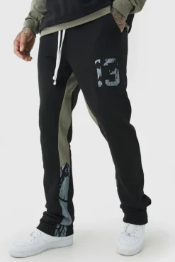 Best Sale boohooMAN Tall Slim Fit Camo Gusset Joggers black