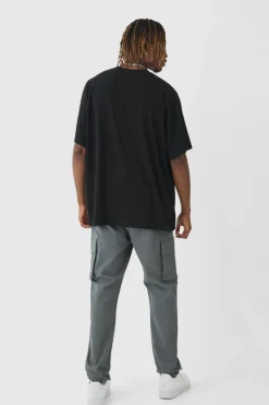 Flash Sale boohooMAN Tall Slim Fit Elasticated Waist Cuffed Cargo Trousers charcoal