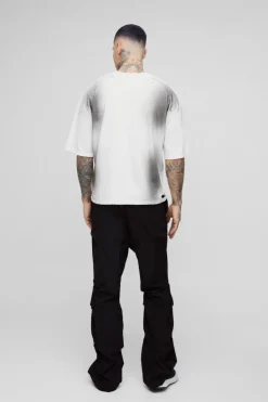 Best Sale boohooMAN Tall Slim Fit Flare Stacked Trouser With Ruched Detail black