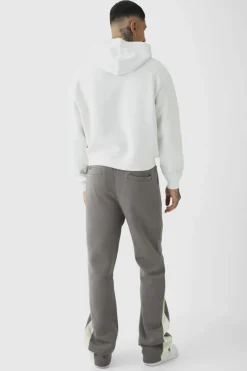 Best boohooMAN Tall Slim Flared Varsity Gusset Jogger grey